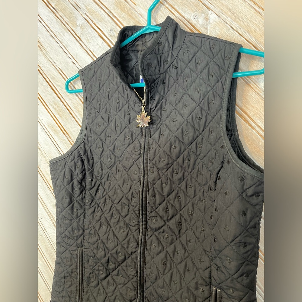 Tabi beautiful embossed embroidered maple leaf black & brown vest jewel zipper - Picture 8 of 11